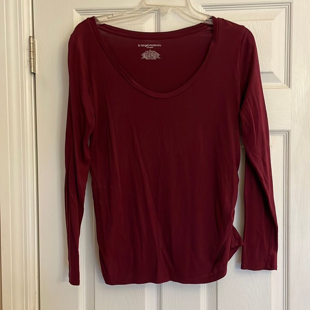 Wine color long sleeve maternity top